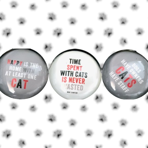 Fridge Domed Glass Magnet FRINGE 6 Piece Set CAT LOVE AND APPRECIATION - Picture 3 of 11